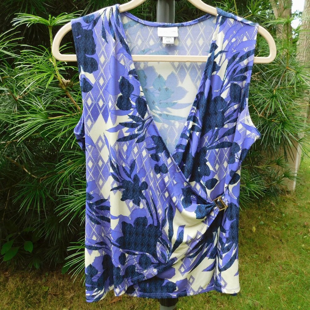 Jaclyn Smith Stretchy Sleeveless Floral Wrap Top
